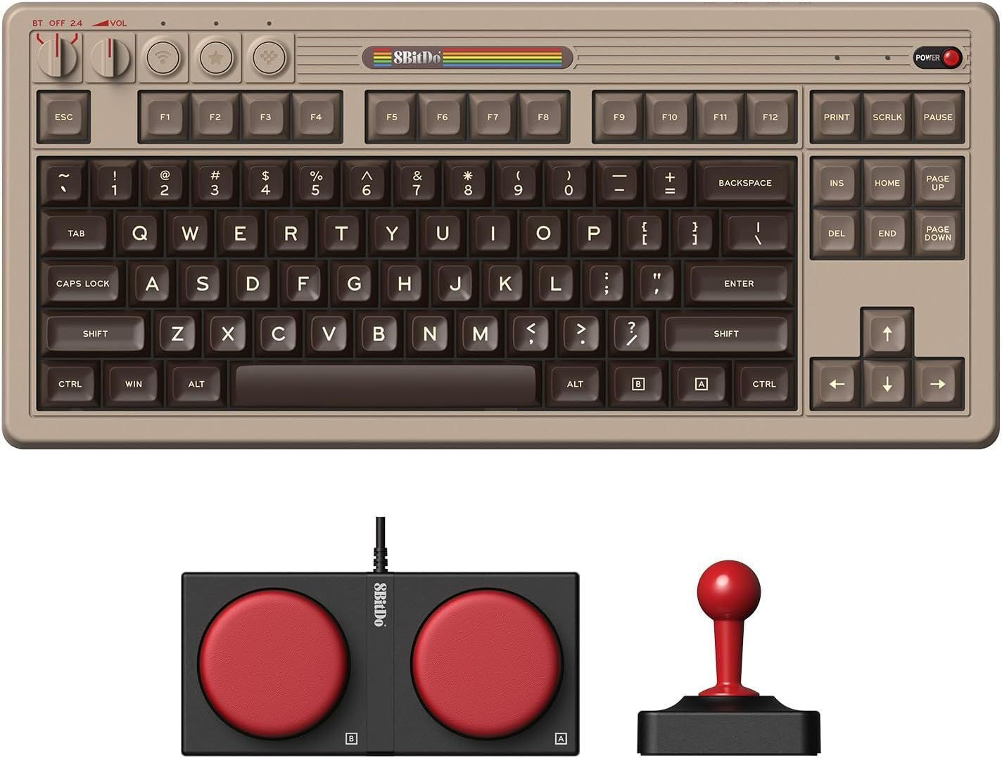 8BitDo Retro Mechanical Keyboard-C64 Edition Ασύρματο Gaming Μηχανικό Πληκτρολόγιο με Kailh Box White Διακόπτες (Αγγλικό US)