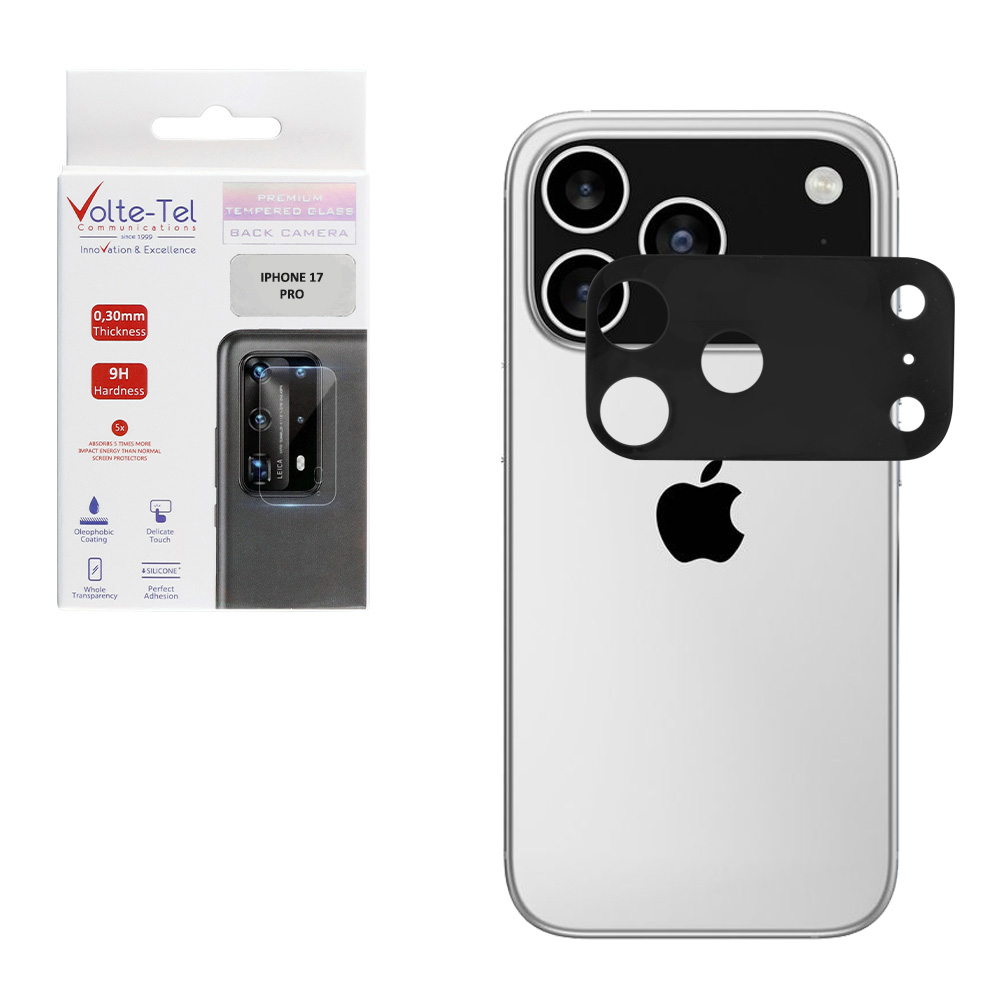 VOLTE-TEL TEMPERED GLASS IPHONE 17 6.3" 9H 0.25mm 3D CURVED FOR CAMERA BLACK