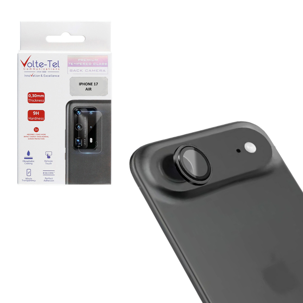VOLTE-TEL CAMERA GLASS COVER IPHONE 17 AIR 6.9" 9H 0.33MM AR PREMIUM EASY APPLICATION BLACK