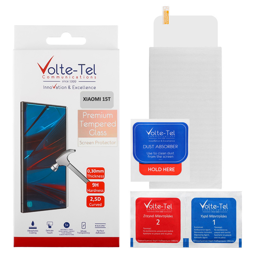 VOLTE-TEL TEMPERED GLASS XIAOMI 15T 5G 6.83" 9H 0.30mm 2.5D FULL GLUE