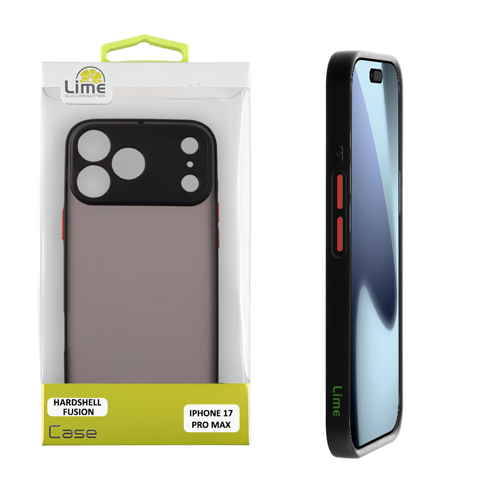 LIME ΘΗΚΗ IPHONE 17 PRO MAX 6.9" HARDSHELL FUSION FULL CAMERA PROTECTION BLACK WITH RED KEYS