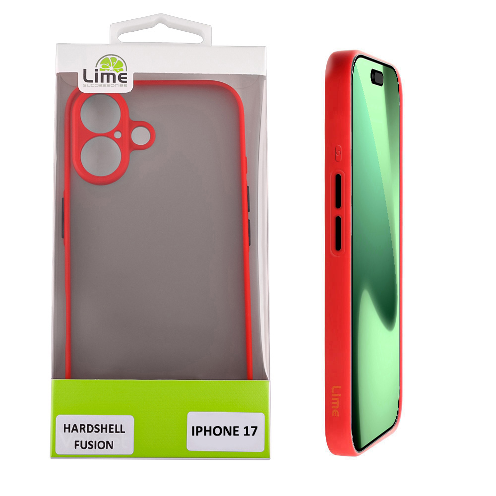 LIME ΘΗΚΗ IPHONE 17 6.3" HARDSHELL FUSION FULL CAMERA PROTECTION RED WITH BLACK KEYS