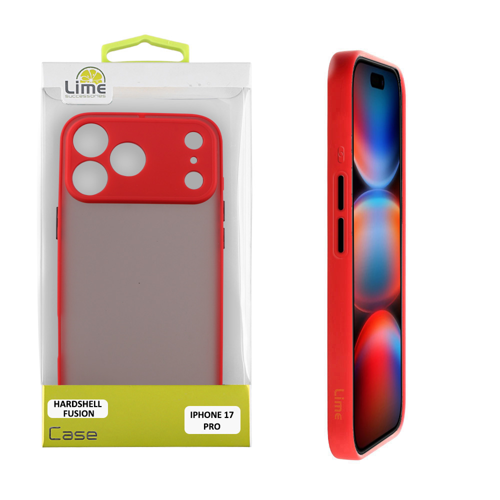 LIME ΘΗΚΗ IPHONE 17 PRO 6.3" HARDSHELL FUSION FULL CAMERA PROTECTION RED WITH BLACK KEYS